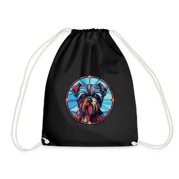 Affenpinscher Dog Breed Watercolor Illustration - Drawstring Bag - black - Front