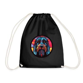 Terrier russe noir chien race verre aquarelle - Sac de sport léger - noir - Devant