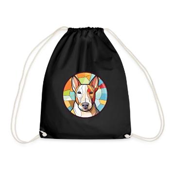Bull Terrier Dog Breed Watercolor Illustration - Drawstring Bag - black - Front