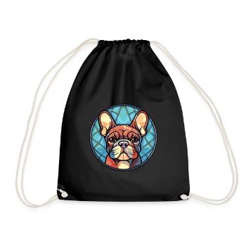 German Pinscher Dog Breed Watercolor Illustration - Drawstring Bag - black - Front