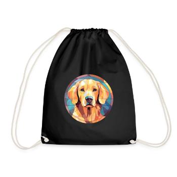 German Spitz Dog Breed Watercolor Illustration - Drawstring Bag - black - Front