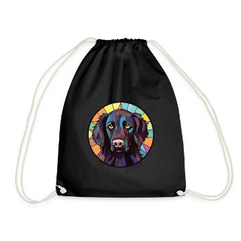 German Longhaired Pointer Dog Breed Watercolor - Drawstring Bag - black - Front