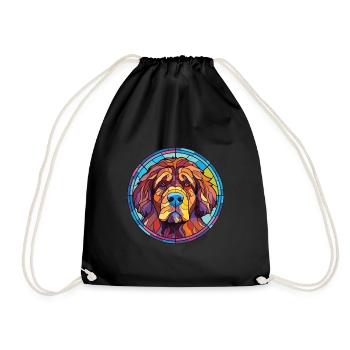 Tibetischer Mastiff Hunderasse Aquarell Illustration - Turnbeutel - Schwarz - Vorne