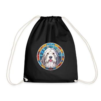 Vieux chien de berger anglais chien race aquarelle colorée - Sac de sport léger - noir - Devant