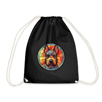 Scottish Terrier Dog Breed Watercolor Illustration - Drawstring Bag - black - Front