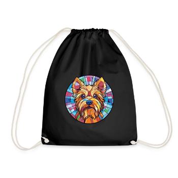 Silky Terrier chien race aquarelle Illustration - Sac de sport léger - noir - Devant