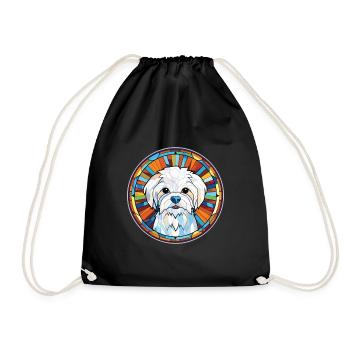 Chien maltais race coloré aquarelle Illustration - Sac de sport léger - noir - Devant