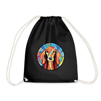 Saluki Dog Breed Colorful Watercolor Illustration - Drawstring Bag - black - Front