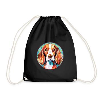 Welsh Springer Spaniel chien race verre aquarelle - Sac de sport léger - noir - Devant