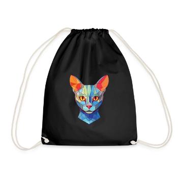 Illustration d’aquarelle colorée de chat bleu russe - Sac de sport léger - noir - Devant