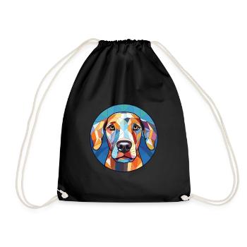 Braque Francais Dog Breed Watercolor Illustration - Drawstring Bag - black - Front