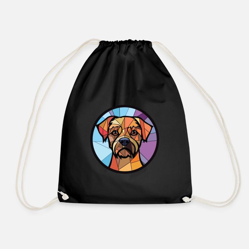 Border Terrier Hunderasse Aquarell Illustration - Turnbeutel - Schwarz