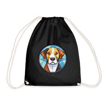 Appenzeller Sennenhund Dog Breed Watercolor Glass - Drawstring Bag - black - Front