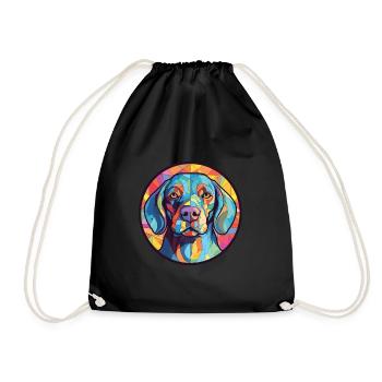 Dog Breed Colorful Watercolor Illustration - Drawstring Bag - black - Front