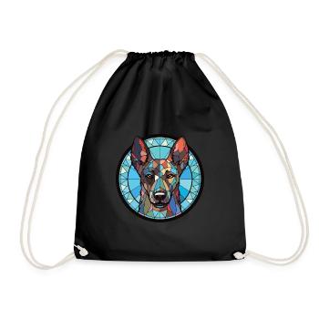 Dutch Shepherd Dog Breed Watercolor Illustration - Drawstring Bag - black - Front