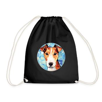 Foxterrier glatte Hunderasse buntes Aquarell - Turnbeutel - Schwarz - Vorne