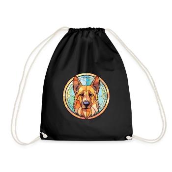 Garafia Shepherd Dog Breed Watercolor Illustration - Drawstring Bag - black - Front