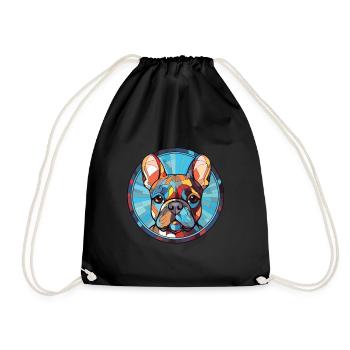 Bouledogue Français chien race aquarelle Illustration - Sac de sport léger - noir - Devant