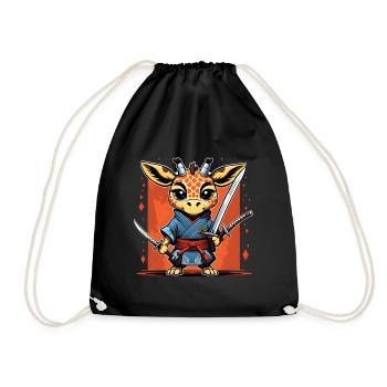 Ninja Giraffe #1 - Drawstring Bag - black - Front