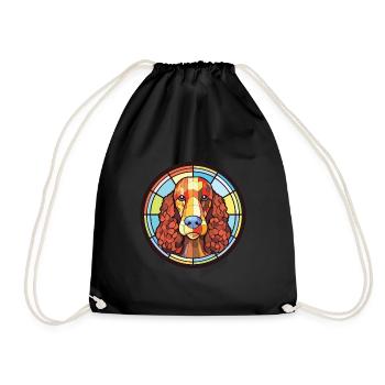Irish Water Spaniel Dog Breed Colorful Watercolor - Drawstring Bag - black - Front