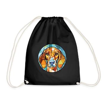 Leopard Hound Dog Breed Watercolor Illustration - Drawstring Bag - black - Front