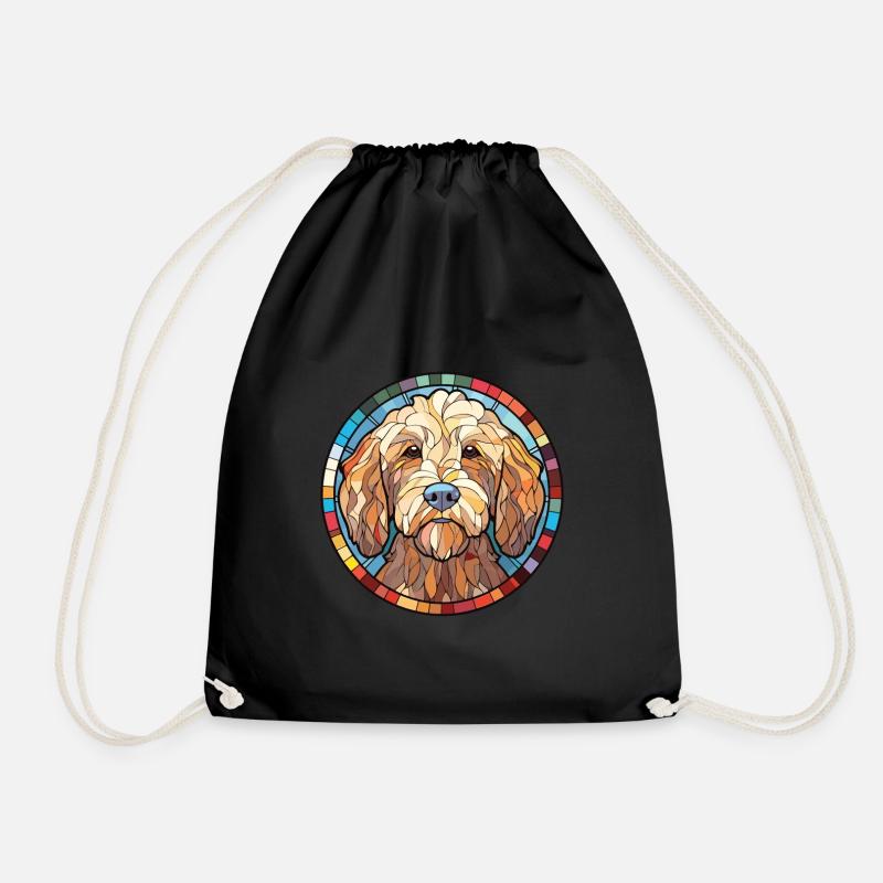 Labradoodle Hunderasse Aquarell Illustration - Turnbeutel - Schwarz