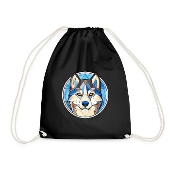 Illustration à l’aquarelle de race de chien Husky sibérien - Sac de sport léger - noir - Devant