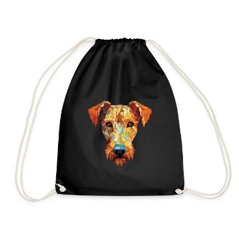 Irish Terrier Dog Breed Watercolor Illustration - Drawstring Bag - black - Front