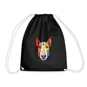 Bull Terrier Dog Breed Watercolor Illustration - Drawstring Bag - black - Front