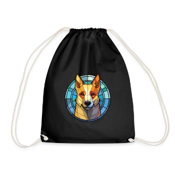 Jindo Dog Breed Colorful Watercolor Illustration - Drawstring Bag - black - Front