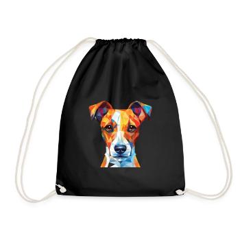 Jack Russel Terrier Hunderasse buntes Aquarell - Turnbeutel - Schwarz - Vorne