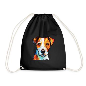 Parson Russell Terrier Hunderasse Aquarellglas - Turnbeutel - Schwarz - Vorne