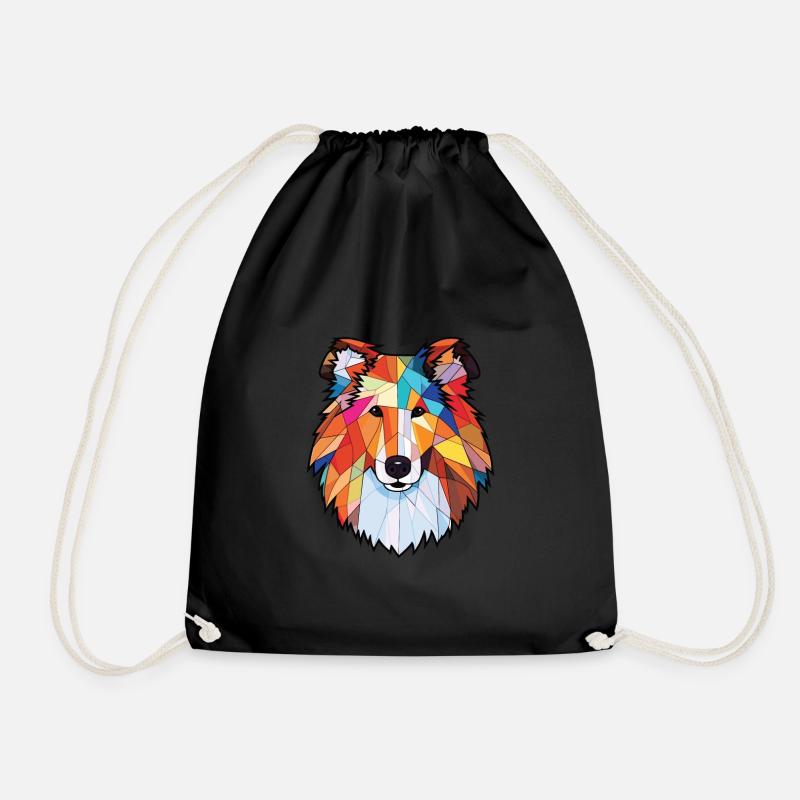 Raue Collie-Hunderasse Aquarell-Illustration - Turnbeutel - Schwarz