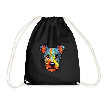Pumi Hunderasse Bunte Aquarell-Illustration - Turnbeutel - Schwarz - Vorne