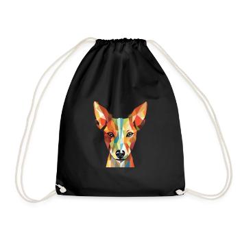 Portugiesische Podengo-Hunderasse buntes Aquarell - Turnbeutel - Schwarz - Vorne
