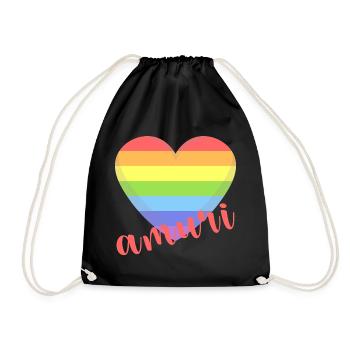 t-shirt amuri gay lgbt heart love love Liebe amor - Drawstring Bag - black - Front