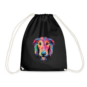Scottish Deerhound Dog Breed Colorful Watercolor - Drawstring Bag - black - Front