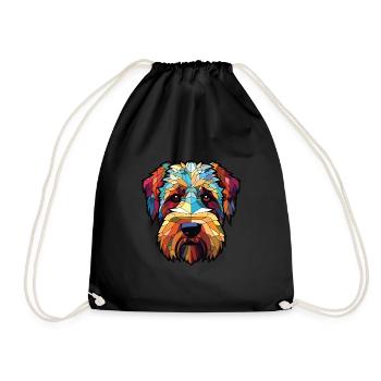 Soft Coated Wheaten Terrier Dog Breed Watercolor - Drawstring Bag - black - Front