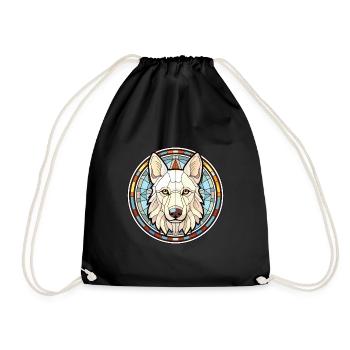 Weißer Schäferhund Rasse Aquarell Illustration - Turnbeutel - Schwarz - Vorne