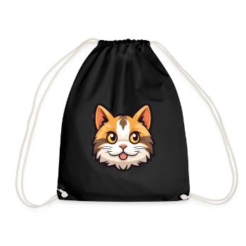 Hauskatze Cartoon Aquarell Illustration - Turnbeutel - Schwarz - Vorne