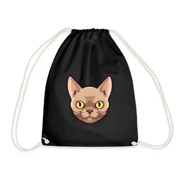 Burmesische Katze Cartoon Aquarell Illustration - Turnbeutel - Schwarz - Vorne