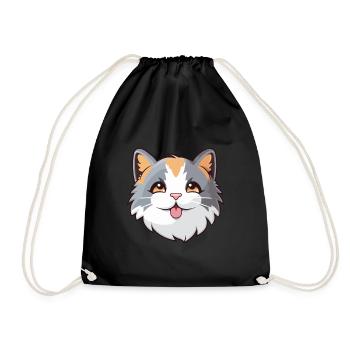 Verdünnte Calico-Katze Cartoon-Aquarell-Illustration - Turnbeutel - Schwarz - Vorne