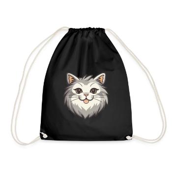 Sibirische Katze Karikatur Aquarell Illustration - Turnbeutel - Schwarz - Vorne