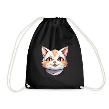 Hauskatze Cartoon Aquarell Illustration - Turnbeutel - Schwarz - Vorne