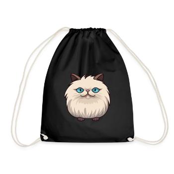 Illustration à l’aquarelle de dessin animé de chat de l’Himalaya - Sac de sport léger - noir - Devant