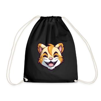 Tiger Cat Colorful Cartoon Watercolor Illustration - Drawstring Bag - black - Front