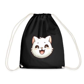 Khao Manee chat dessin animé illustration à l’aquarelle - Sac de sport léger - noir - Devant