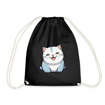 Britische Falte Kurzhaar Katze Karikatur Aquarell Kunst - Turnbeutel - Schwarz - Vorne