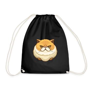 Exotic Shorthair Cat Cartoon Watercolor Clipart - Drawstring Bag - black - Front
