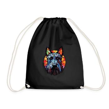 Scottish Terrier Dog Breed Watercolor Illustration - Drawstring Bag - black - Front